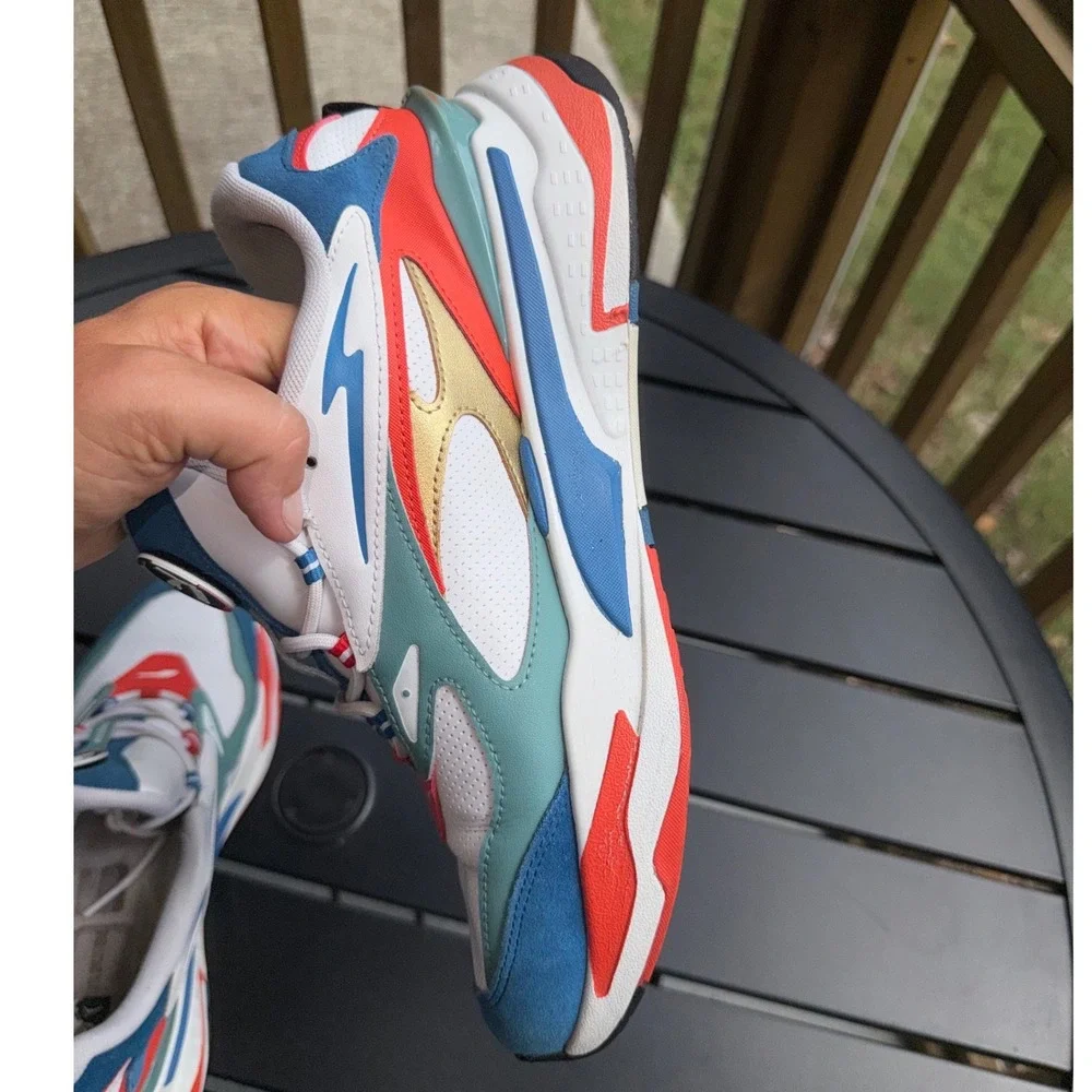 Puma RS-Fast Mens Sneakers White Blue Red Teal Gold Running Shoes 380562-01